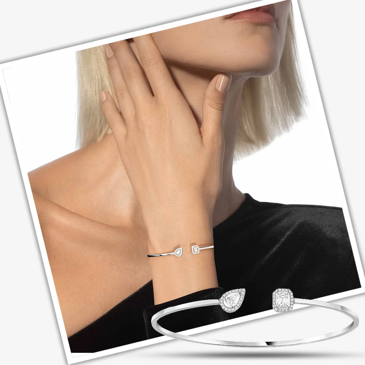 

European and American Luxury Classic Oval and Square Full Diamond S925 Silver Exquisite Bracelet Suitable for Wearing