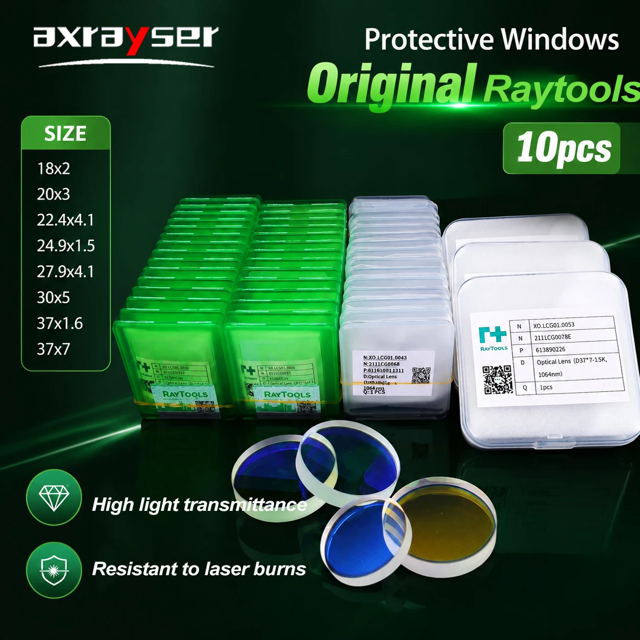 

10PCS Original Raytools Laser Protection Windows 27.9x4.1 37x7 30x5 Laser Protective Lens for Raytools BT240 BM111 BM110
