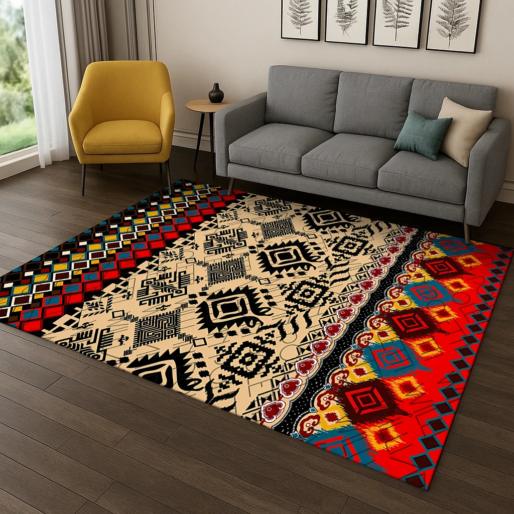 Böhmischer persischer geometrischer Blumen-Teppich für Zuhause, Schlafzimmer, Wohnzimmer, Sofa, Fußmatte, Dekor, Spiel, rutschfeste Bodenmatte