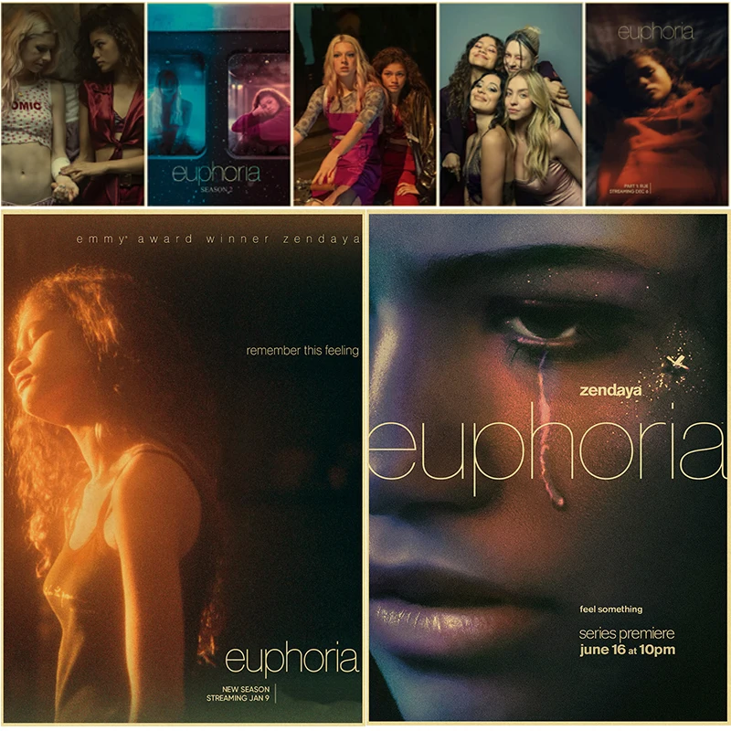 Póster de euforia de programa de televisión, impresiones de papel Kraft Retro de Rue Jules, decoración Vintage para habitación, hogar, Bar, cafetería, Club, pintura de pared de arte estético