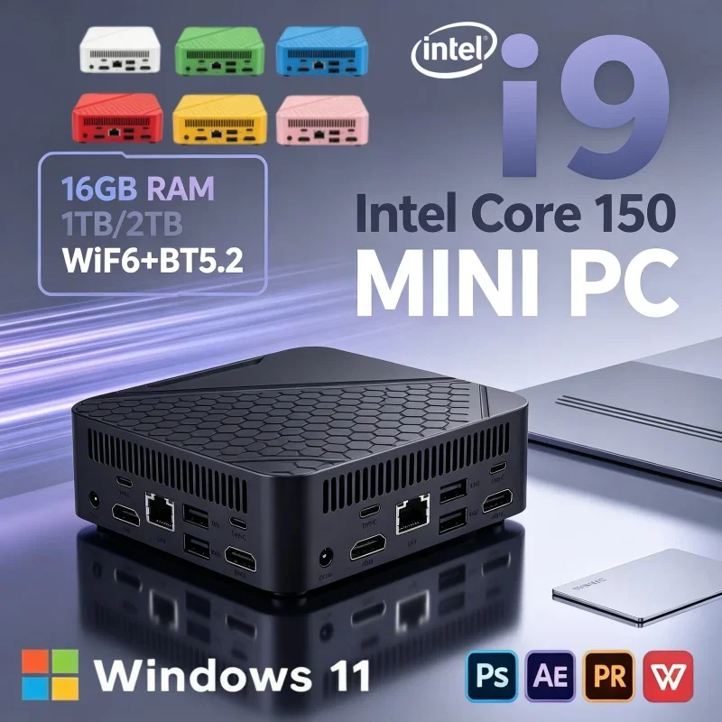 New Arrival Save-Space Pocket Mini PC Core N150 16GB RAM 1/2TB SSD BT5.2 WiFi6 Win11 4K Game Work Desktop