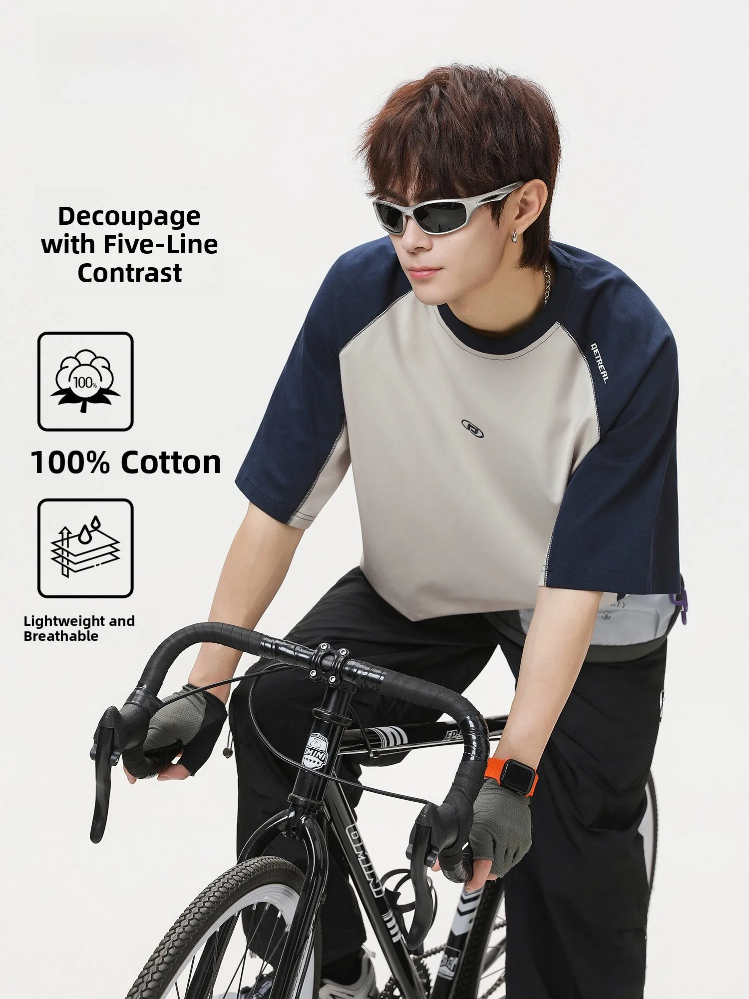 

Спортивная футболка для велоспорта Mou Outdoor, унисекс, летняя, модная, свободного кроя, с цветными блоками, с коротким рукавом, дышащая, мягкая, комфортная.