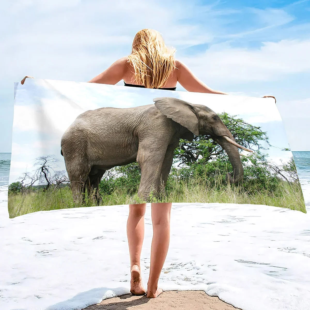 Elephant Beach Towel Travel Oversized Pool and Bath Towels Pool Towel Super Soft Plush Sand Free Towel Quick Dry BeachTowel