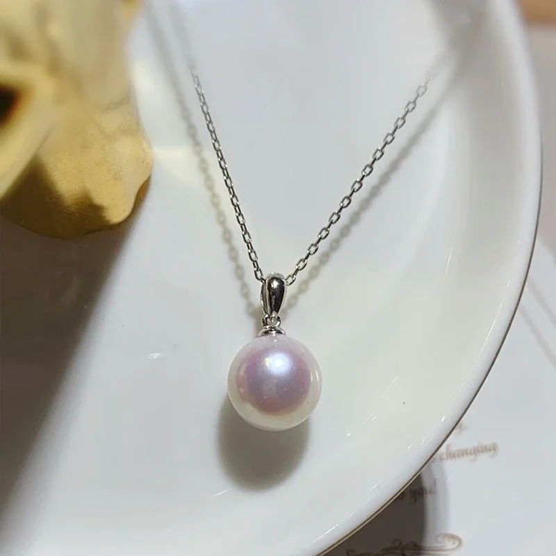 12-13mm Guazi Buckle Single White Freshwater Pearl Pendant Necklace Natural Jewelry Precision S925 Sterling Silver Versatile