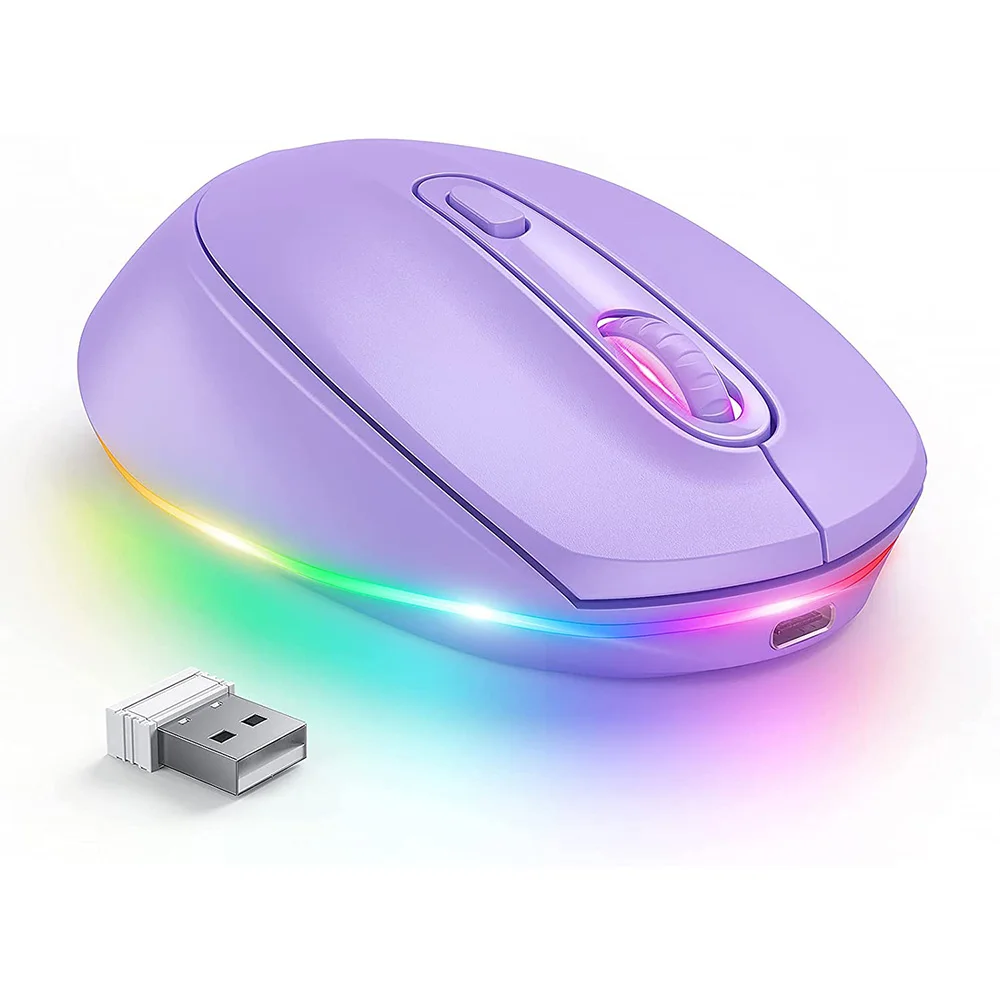 Fenisio MC219 Rainbow backlight 2.4G Wireless Mouse Quiet Click color RGB backLight for laptop PC office and home use