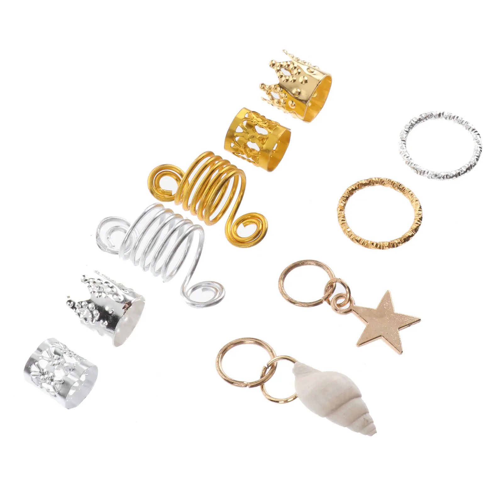 

90pcs Dreadlock Hair Cuffs Metal Hollow Lightweight Decorative Rings Braid Crochet Hook for Styling Braiding Hair Accessories
