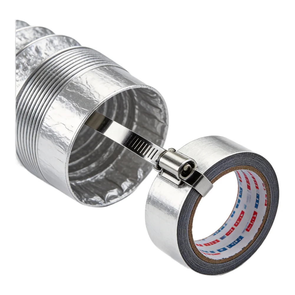 Aluminum Foil Duct Telescopic Duct Smooth Interior For Easy Cleaning Includes 2m Tape High Temperature Resistant