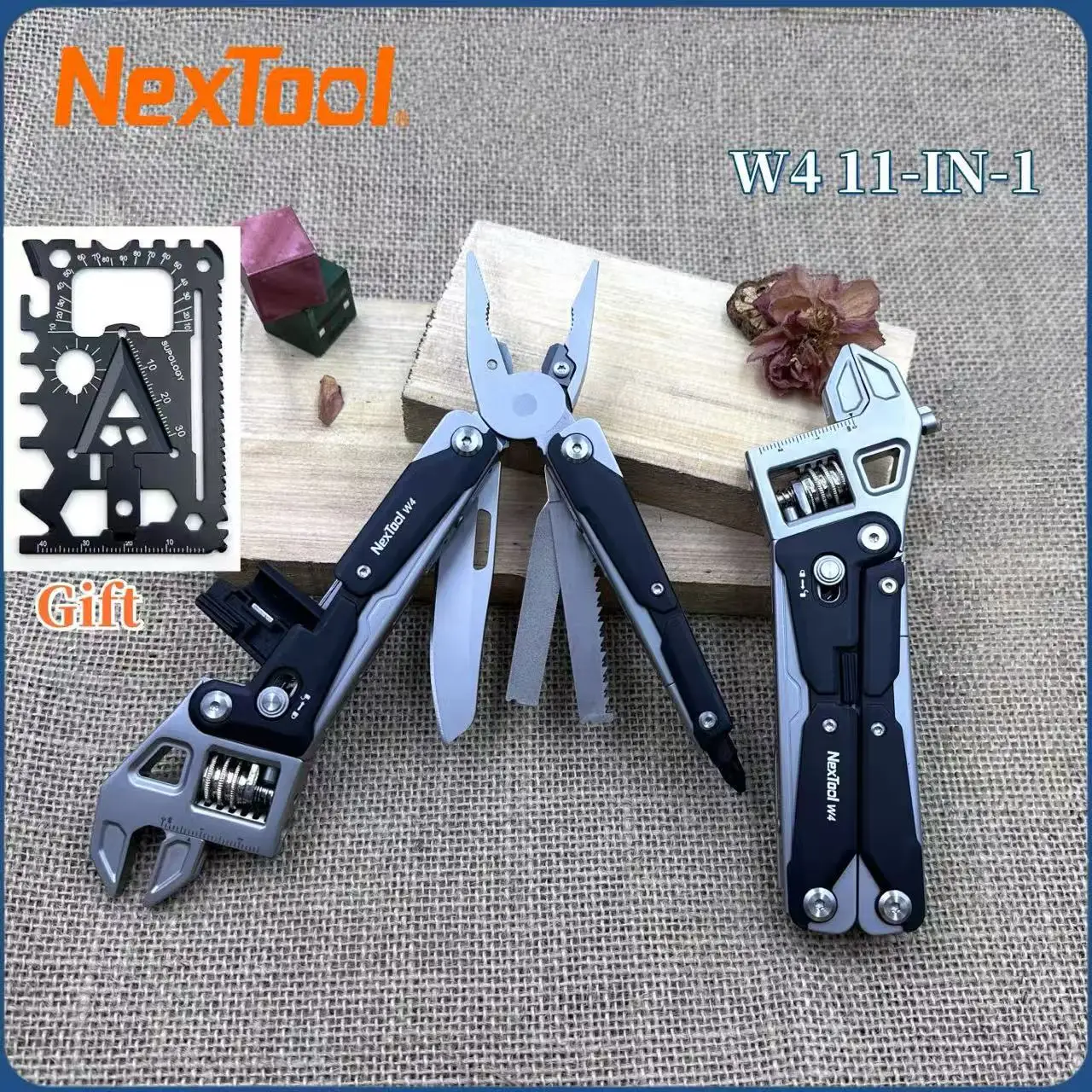 

NexTool Multitool Wrench W4 11-In-1 Adjustable Wrench Pliers Folding Knife Hand Tools Screwdriver Wooding Saw Wood Working Tools