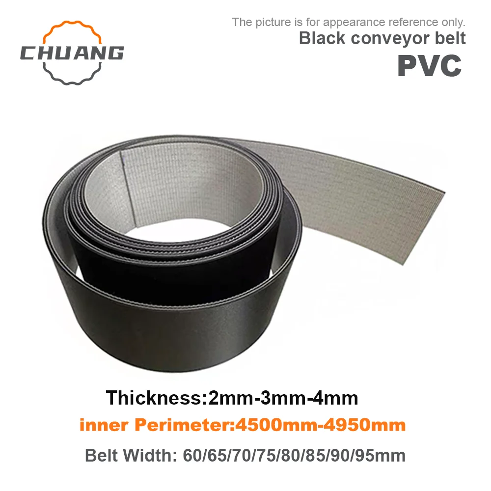 Black PVC conveyor belt Perimeter: 4500-4950mm Width: 60mm -95mm PVC Anti slip conveyor belt industrial conveyor belt