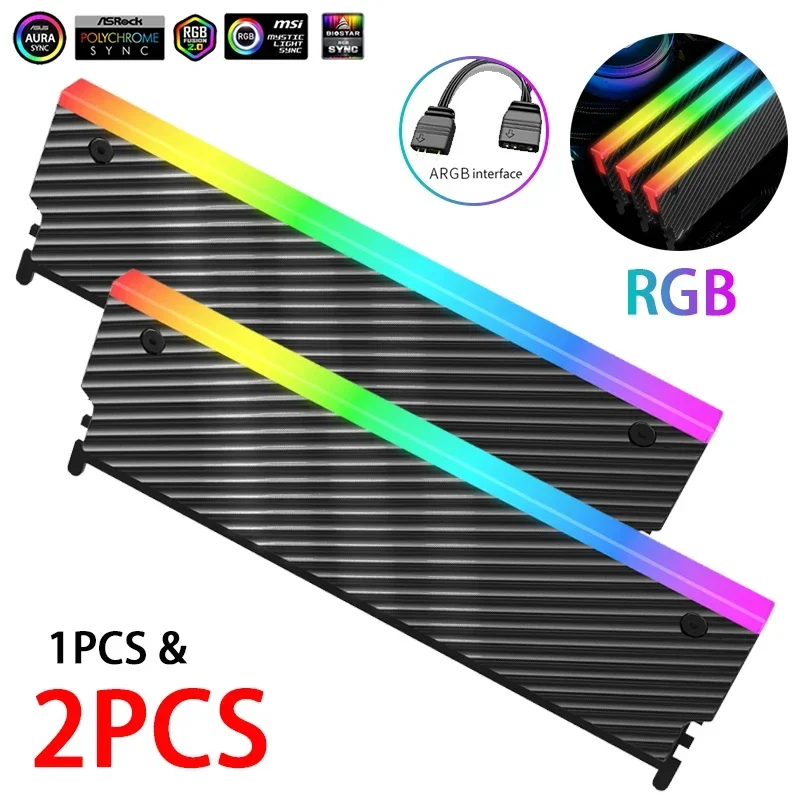

2/1PCS RAM Heatsink Radiator 5V 3PIN ARGB PC Memory Cooling Vest Heat Sink Cooler for DDR2 DDR3 DDR4 DDR5 Desktop PC Ram Memory
