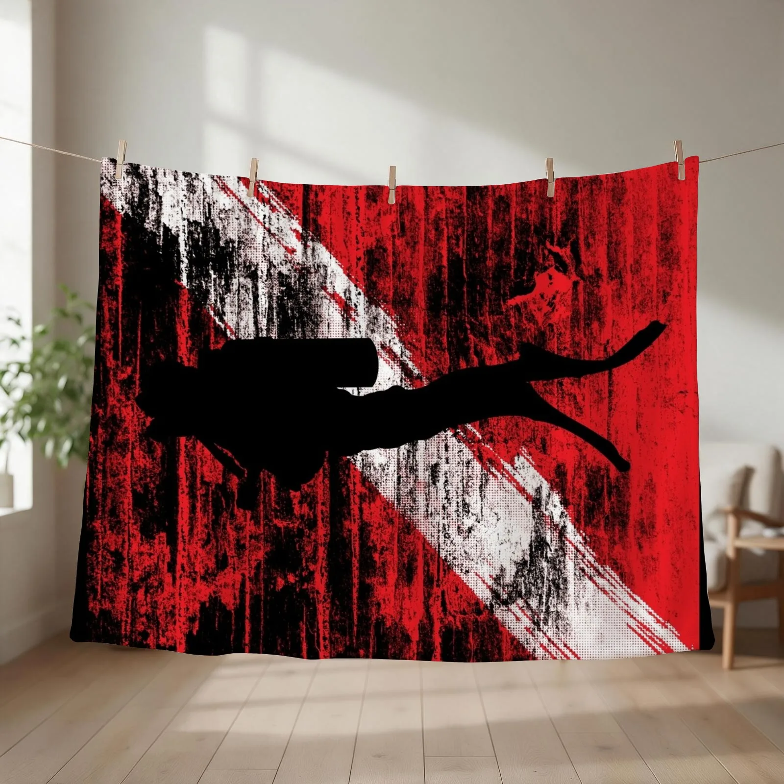 Scuba Diving Flag Throw Blanket Tourist Cute Bed linens Decoratives Blankets
