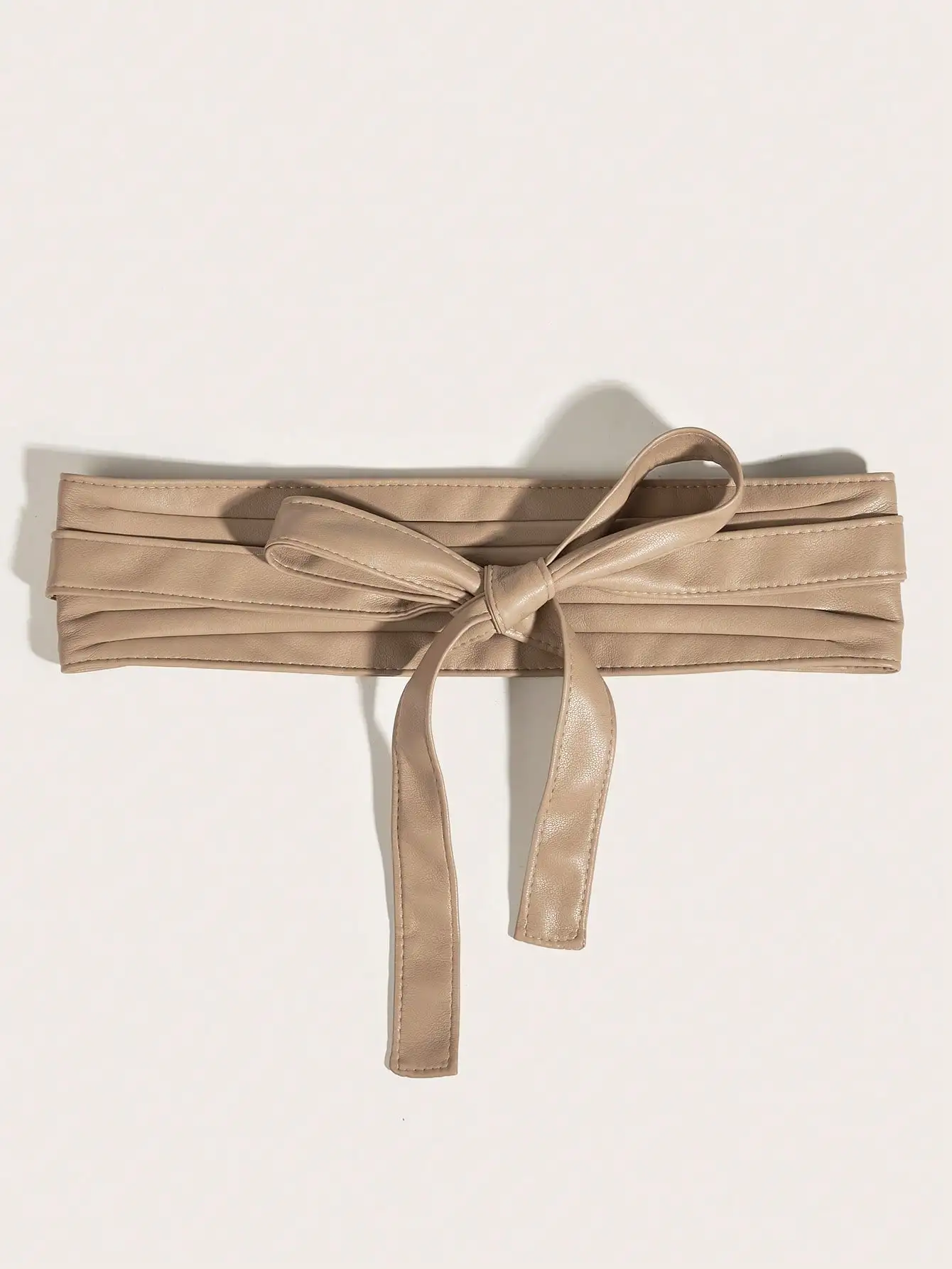 قطعة واحدة من حزام معقود من البولي يوريثان بلون سادة كاجوال للسيدات، حزام عريض أنيق على الطراز البوهيمي، حزام ربط بيج على طراز القصر، مناسب للأزواج مع الفساتين، مثالي للحفلات والمهرجانات الموسيقية