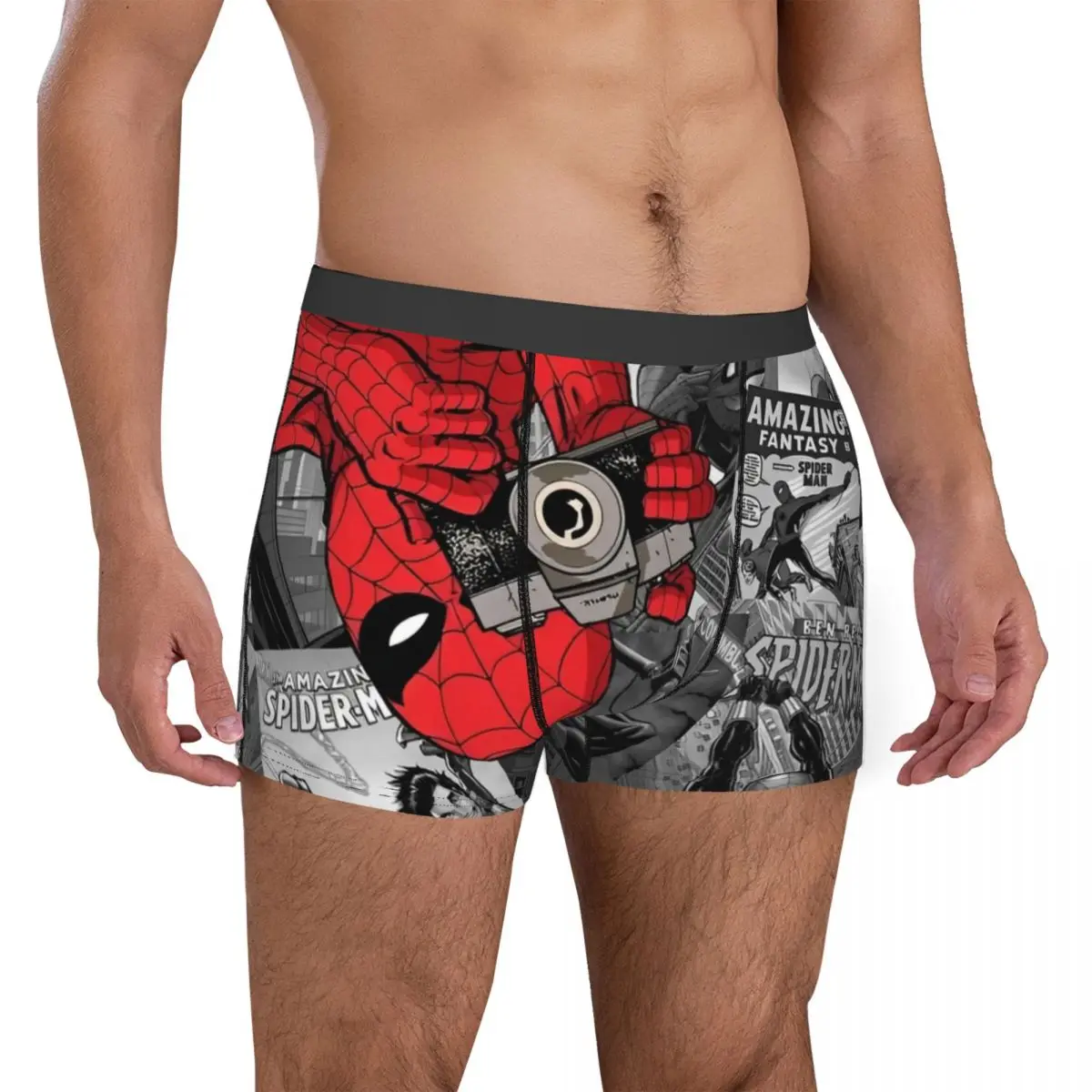 Men Spider-Man Comic Handsome Cool Boxers Briefs Smooth Cartoon Anime Underwear Printing Humorous Breathable Panites