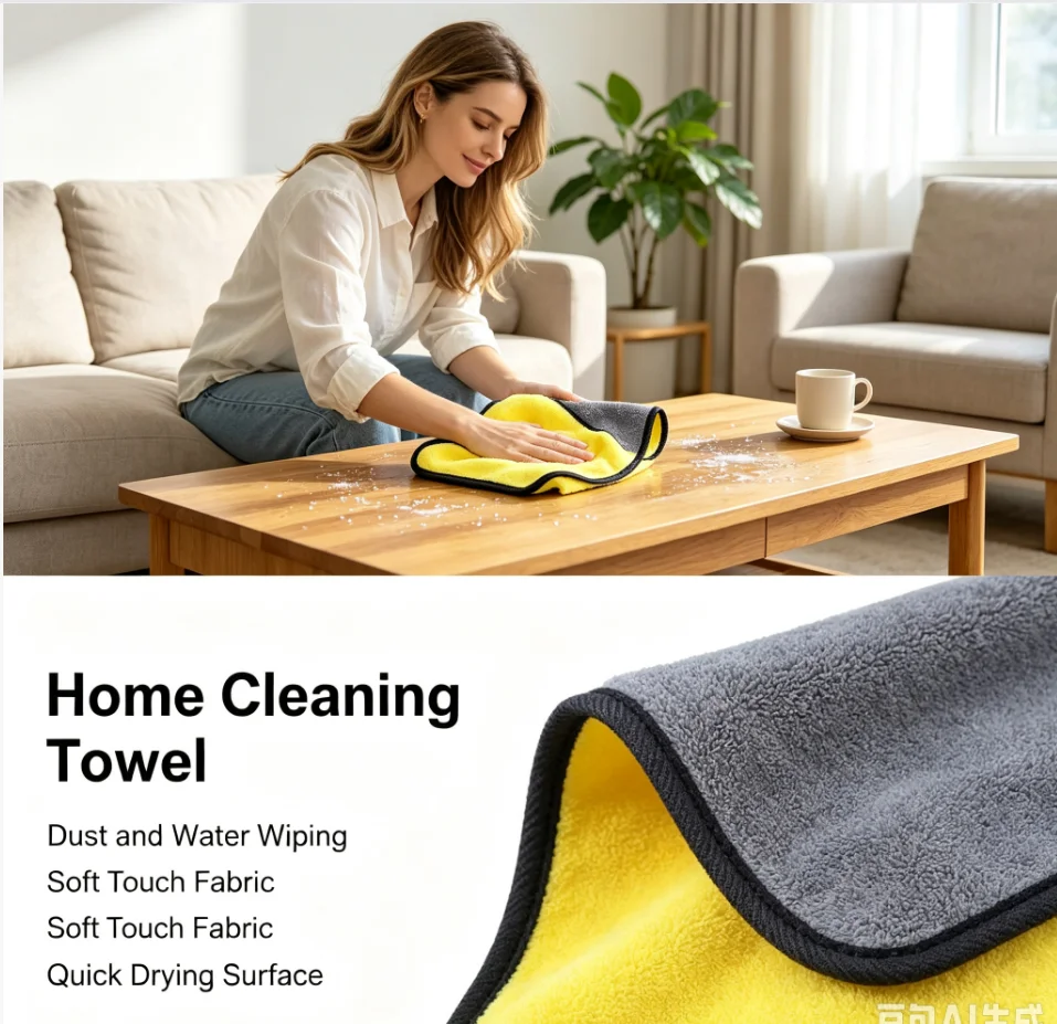 1/2/6pcs Microfiber Cleaning Towel Thicken Soft Drying Cloth Car Body Washing Towels Double Layer Clean Rags Car Accessories