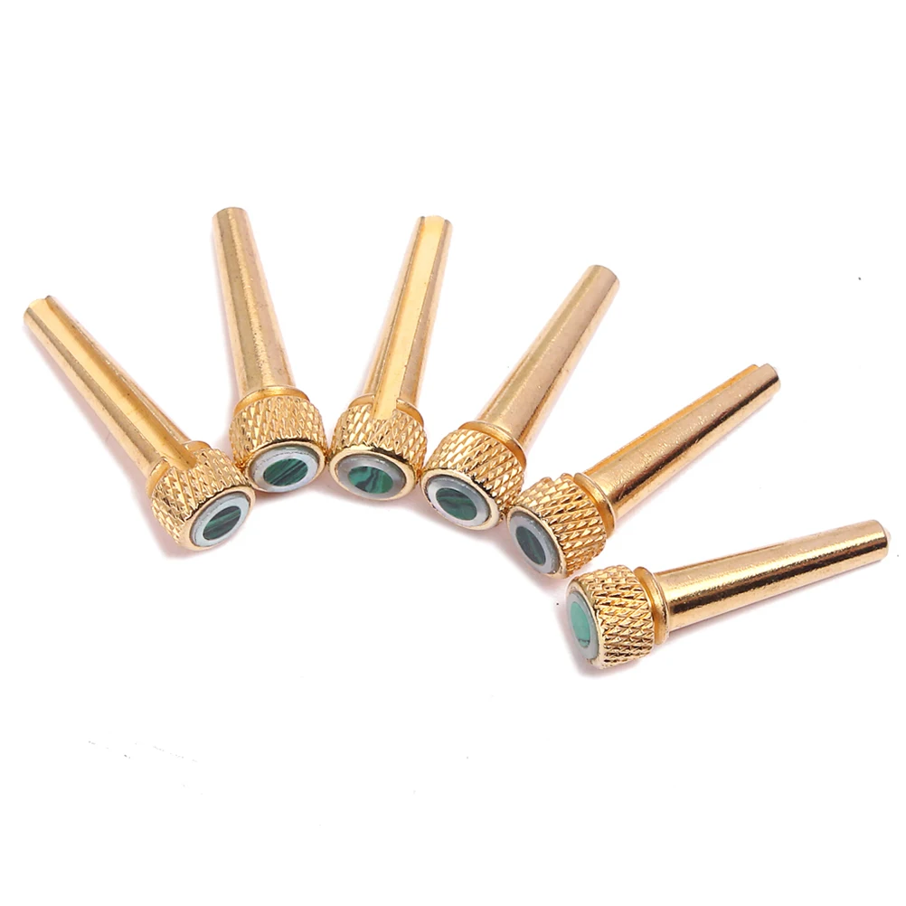 

6 Golden Stringed Guitar Brass Bridge Pins Inlaid Abalone Accessories Enhance Sound Fits Most Brands guitar spare parts