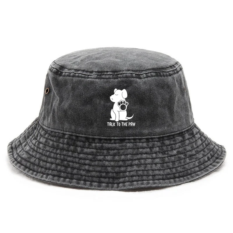 Customize Cotton Washed Bucket Hat Vintage Fishing Hat for Dog Owners Sun Protection Outdoor Pet Adoption Cap Fashion Streetwear