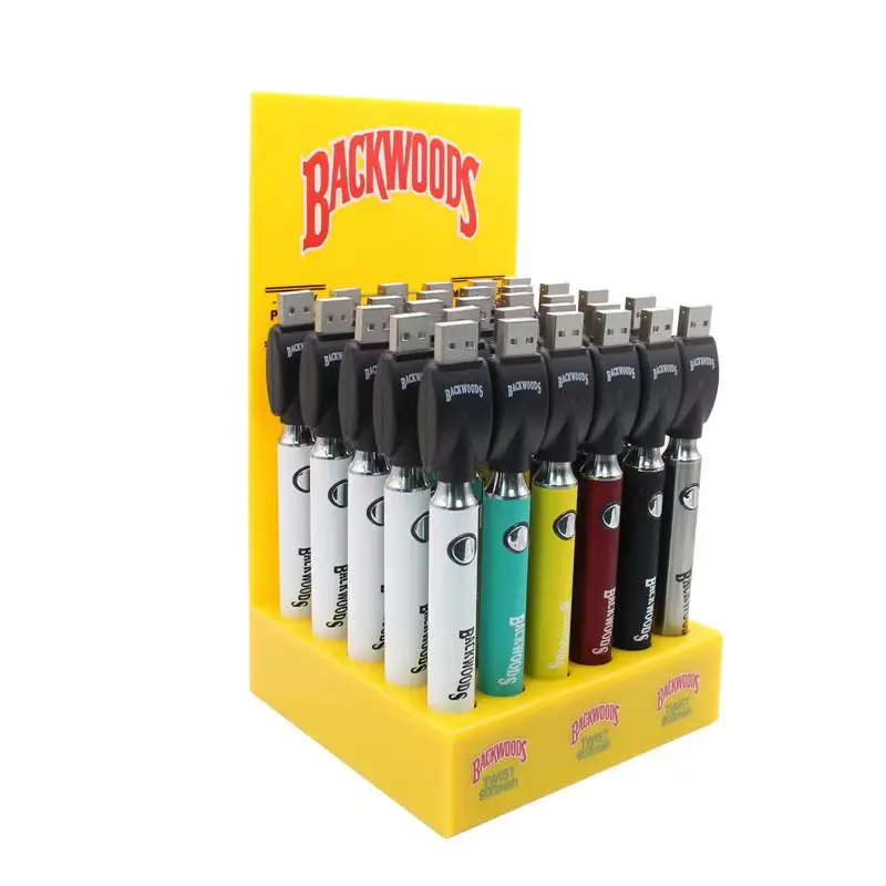 الأخشاب الخلفية-كوكي ملتوية سخن بطارية Vape ، أعلى الشحن صالح ، عربات الخراطيش