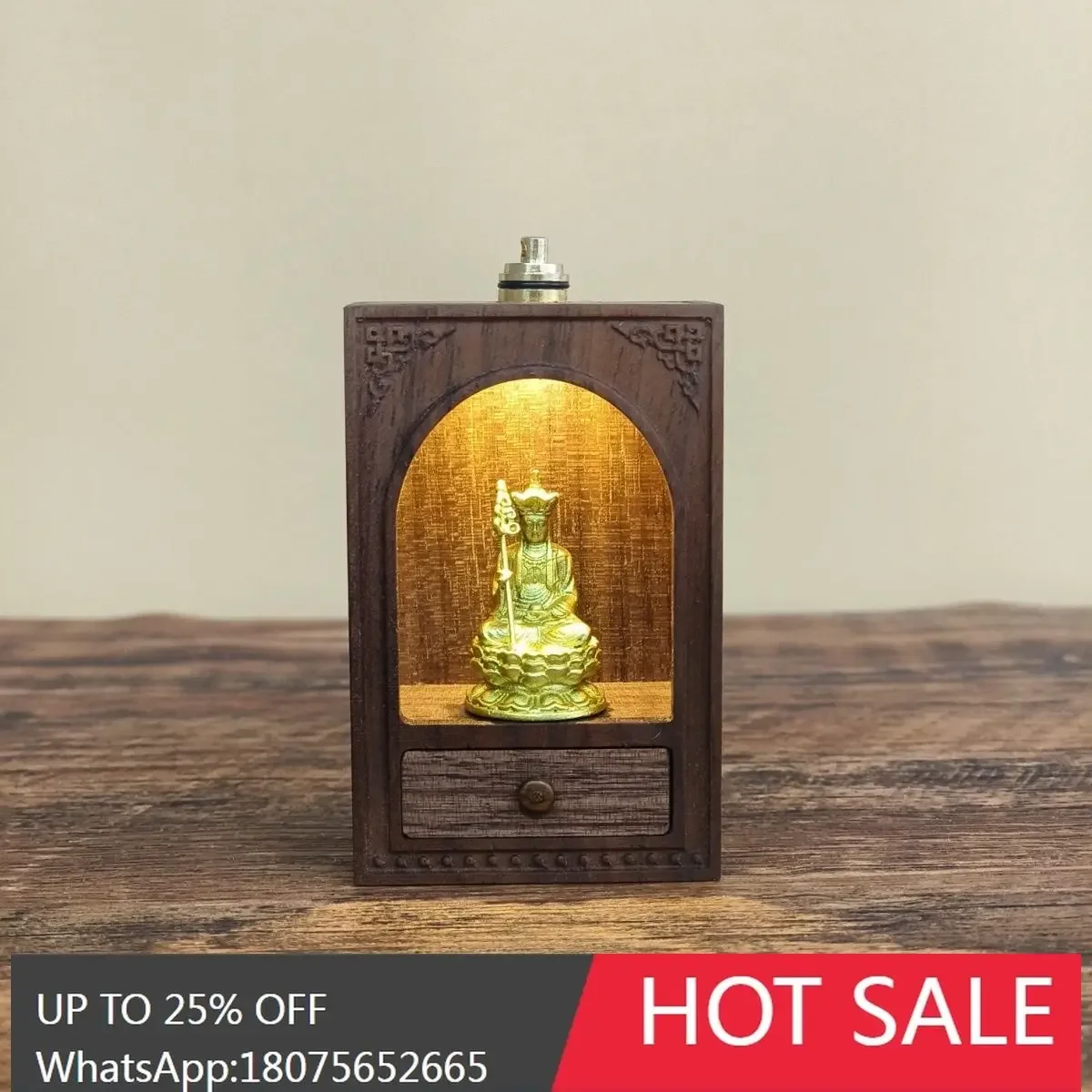 SGF Mini Brass Gold Ksitigarbha Bodhisattva Tabletop Portrait Ornament