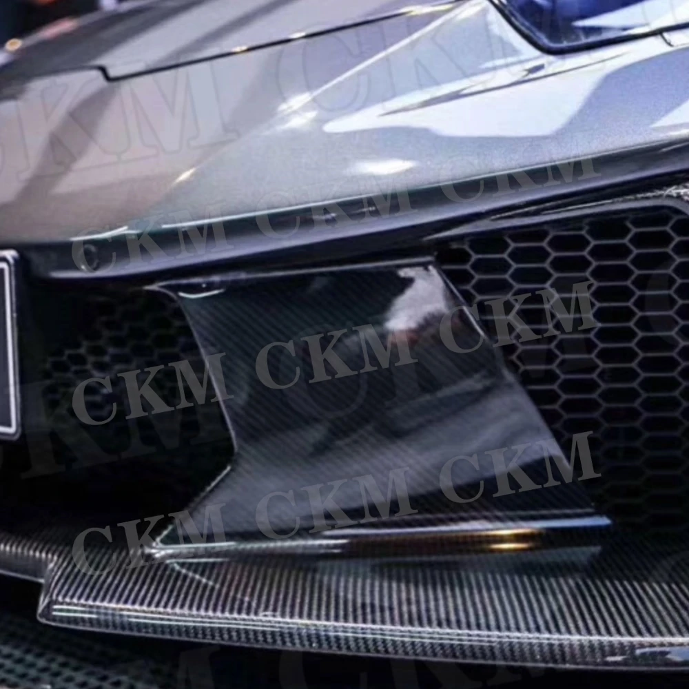 

CKMUUER Carbon Fiber Front Bumper Head Hugger Mesh Grills Guard Case Trims Auto For Lamborghini Huracan LP610 LP580 Facelift