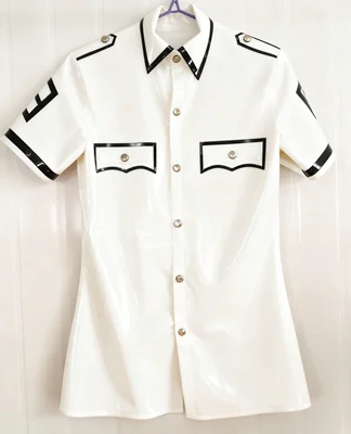 

Rubber 100%Latex Rubber Coat Fetish Cosplay 0.4mm military jacket Top Cosplay