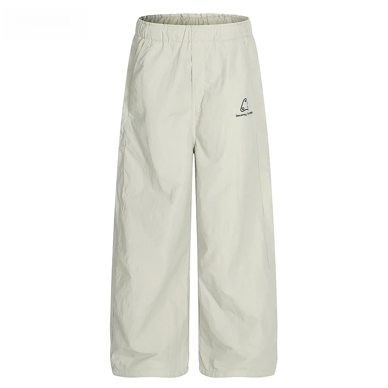 

Simple Print Cargo Pants Mens Autumn Winter Fleece Safari Style Elastic Waist Straight Baggy Wide Leg Trousers Man