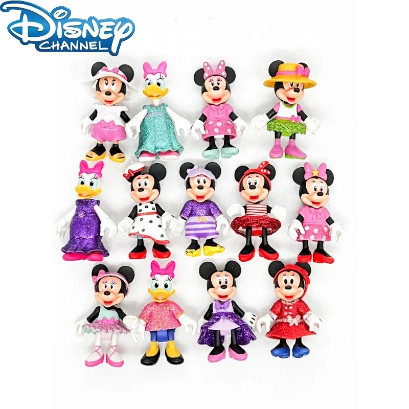 Disney Cute Kawaii Mickey Minnie Goofy Donald Duck Movable Joint Action Figure Model Toys Desktop Decoration Kids Gifts