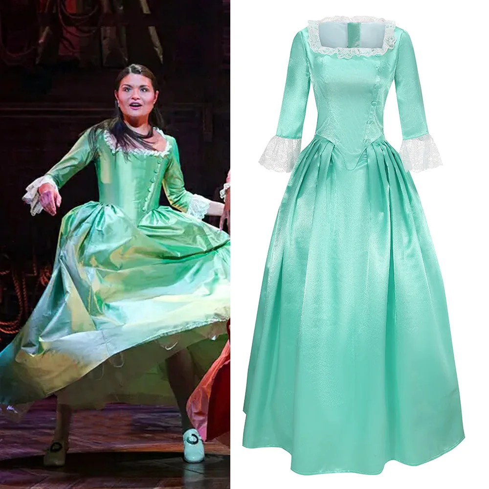 Disfraz de Cosplay de Hamilton Musical Elizabeth Angelica, vestido a juego familiar, vestido de baile de la guerra Civil victoriana Medieval, traje de teatro
