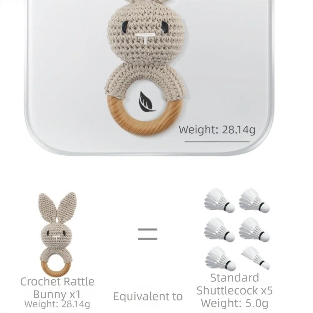 나무로 만든 토끼 아기용 뜨개질 딸랑이, 만화 동물 모양의 씹을 수 있는 나무 치발기 장난감, 부드러운 디자인의 완화 장난감