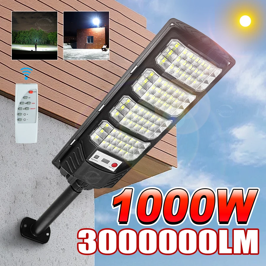 1000W/800W/300W Solar Light for Outdoor Solar Lamp Dusk To Dawn Street Light Road Area Lamp Waterproof Sensing Security Lighting