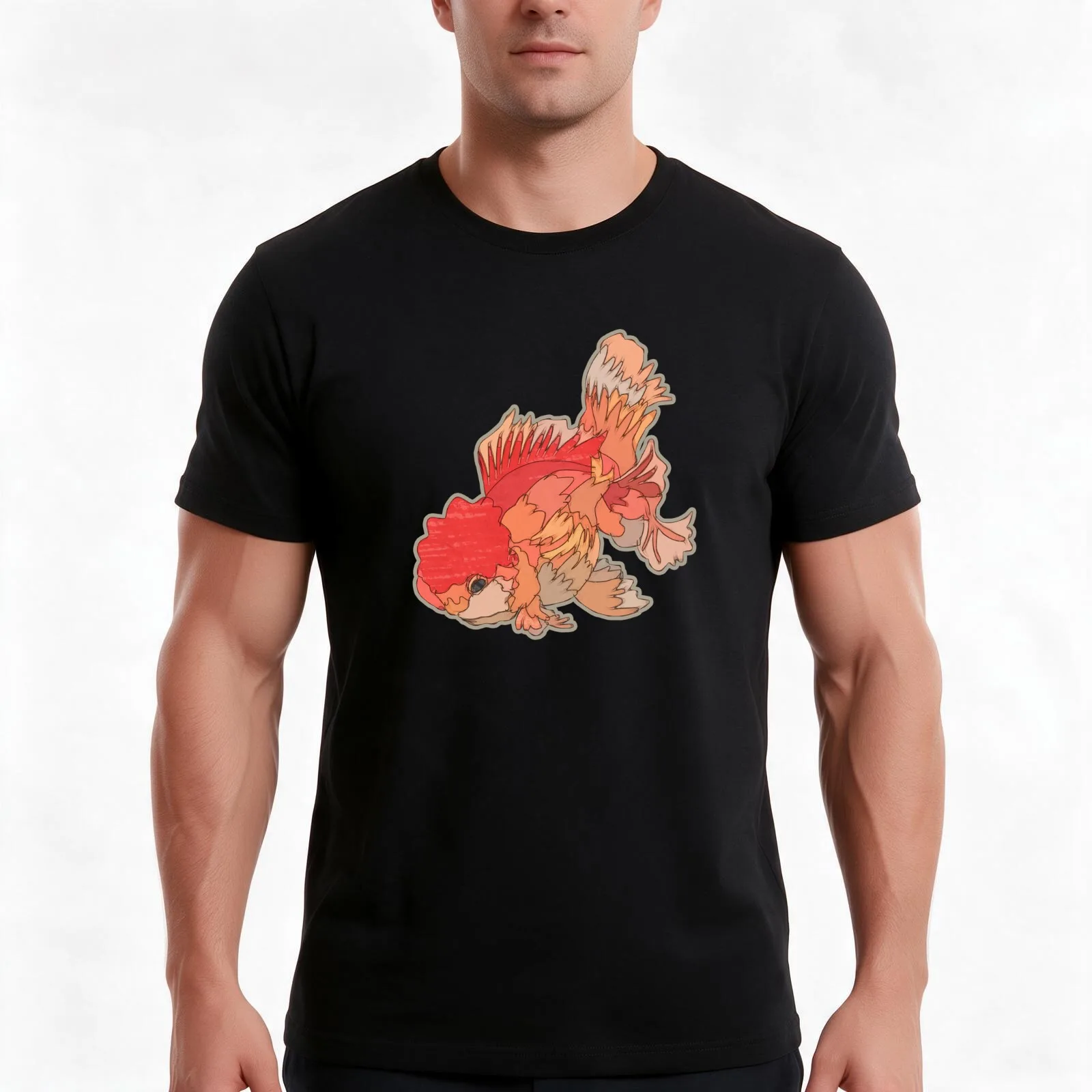 ORANDA GOLDFISH T-Shirt, Summer Casual Cotton Tee, Oversized Streetwear Tops, Vintage Graphic Print, Loose Fit Short Sleeve