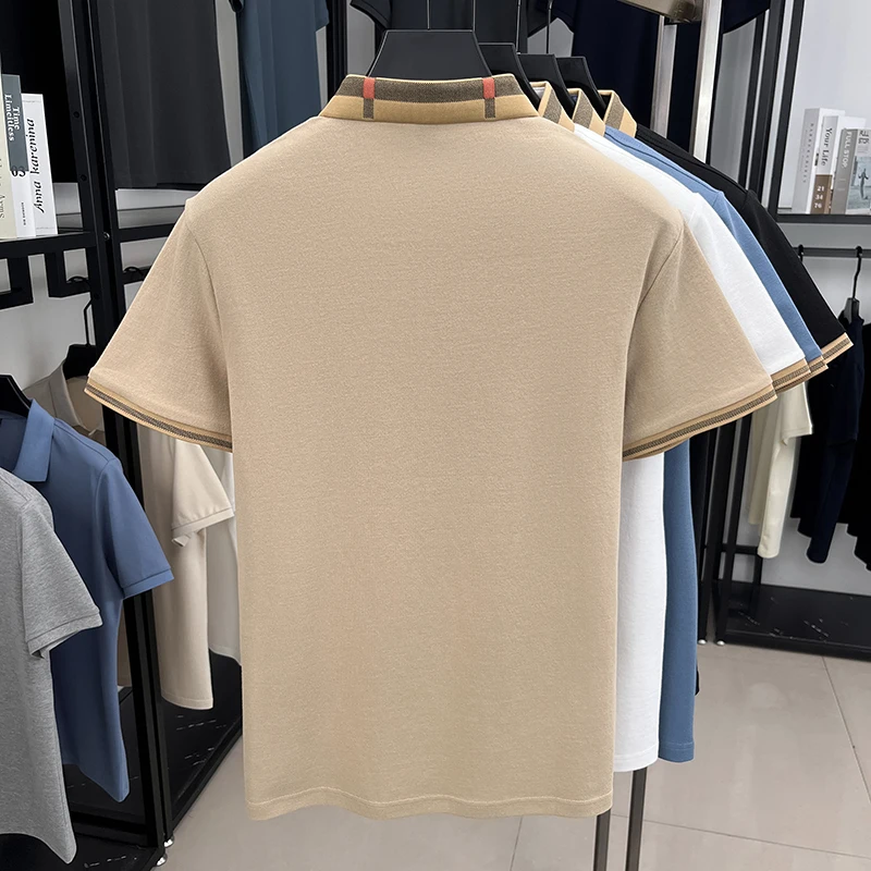 Men's short sleeved 2025 summer new high-end badge business polo shirt, comfortable casual fashion brand T-shirt top