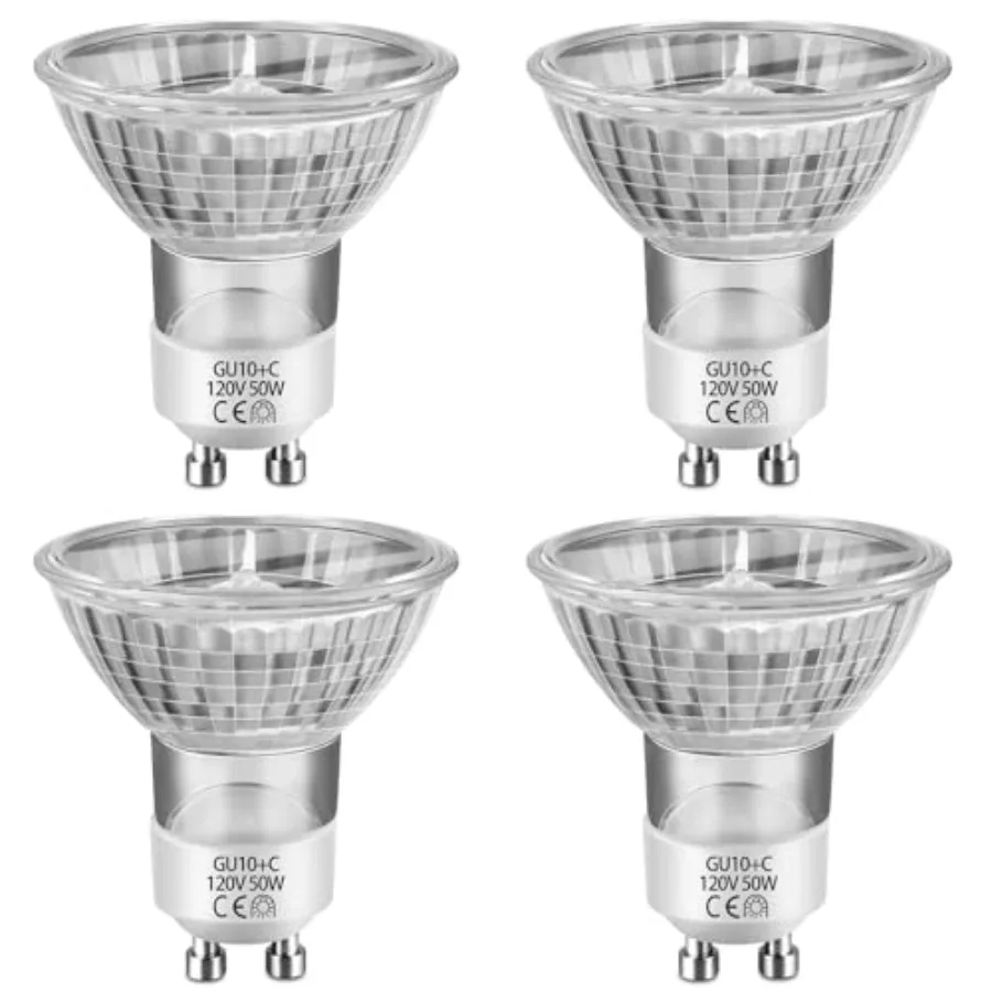 GU10 50 Watt Halogen Bulb 120V Halogen Light Bulb for Candle Warmer Lamp Bulb Range Hood Lights Dimmable Warm White 2800K Glass