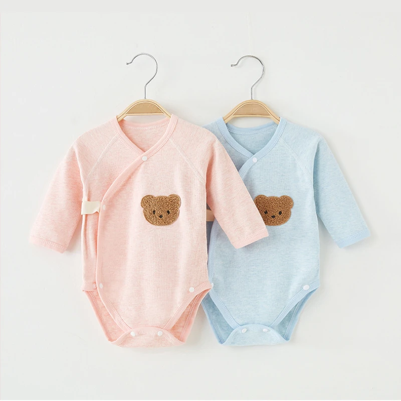 

Spring Autumn Newborn Baby Romper Solid Long Sleeve Bear Cotton Bodysuit Infant Babe One Piece Bod Suit Toddler Homewear Clothes