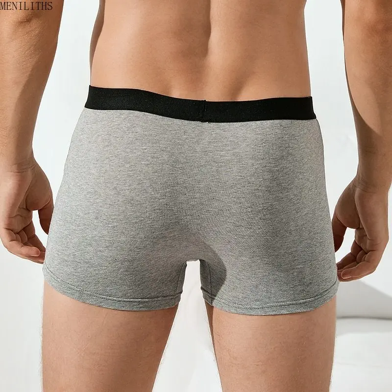 Cotton Solid Boxer Underpants Men Briefs L-5XL Plus Size Shorts Lingerie Casual Sports Boxers Men's Comfort Panties﻿ Underwear