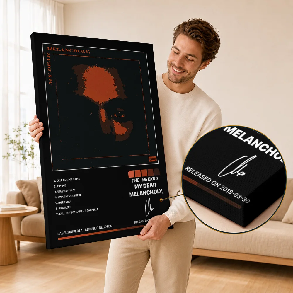 The Weeknd Framed Canvas Poster Personalized Photo Featuring Modern Pop Icon Portrait Style Wall Art For Bedroom Singer Fan Gift