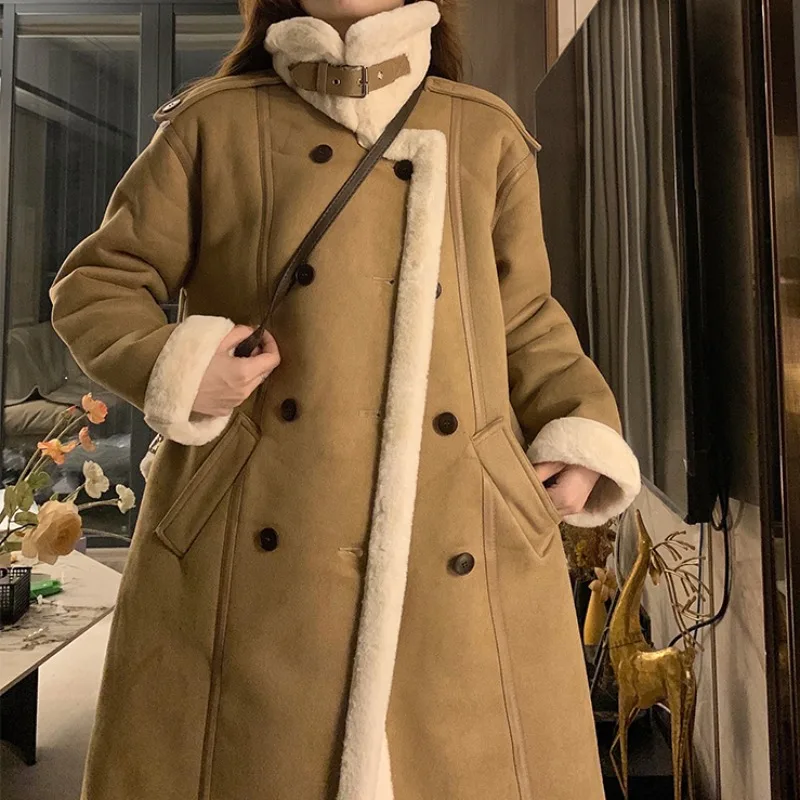 Autumn And Winter 2022 New Women's Overcoat Females Wool Coat Fashion Turn Down Collar Coat Medium Length Thickened Jacket