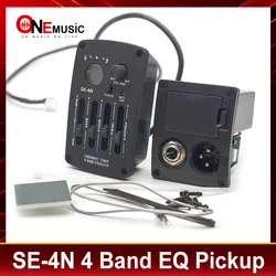 SE-4N 4 Band EQ Acoustic Guitar Preamp with Round Digital Procedding Tuner Equalizer Guitar Pickup Rubber Oil Black