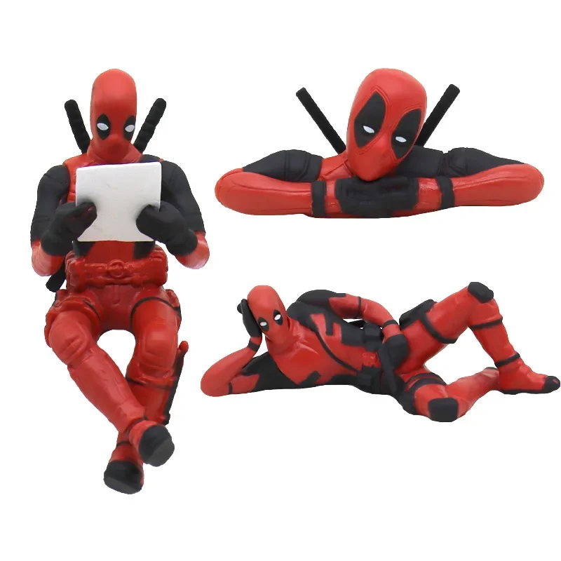 3 pièces/ensemble Deadpool Anime Figurine Posture assise modèle x-men Mini poupée voiture décoration Marvel Collection Figurine enfants jouet