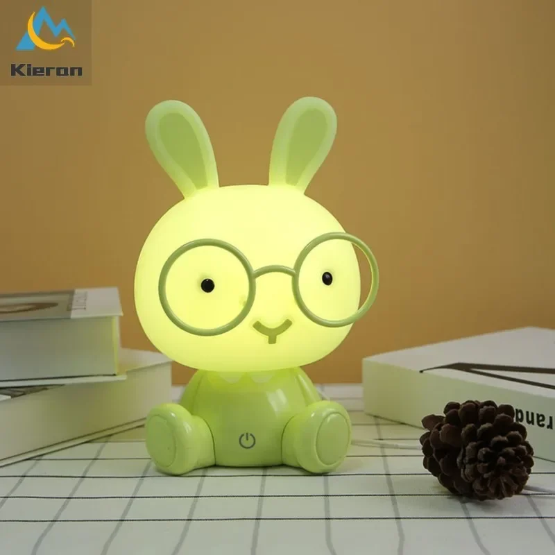 Imagem -03 - Modern Cartoon Night Light For Kids Room Lâmpada Led Decor Coelho Usb Chão Quarto Luminária Toque Interruptor