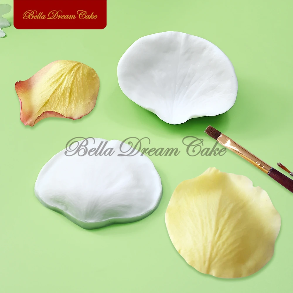 2pcs/set 3D Rose Petal Design Silicone Veiner Mold DIY Fondant Flower Clay Mould Wedding Cake Decorating Tools Kitchen Bakeware