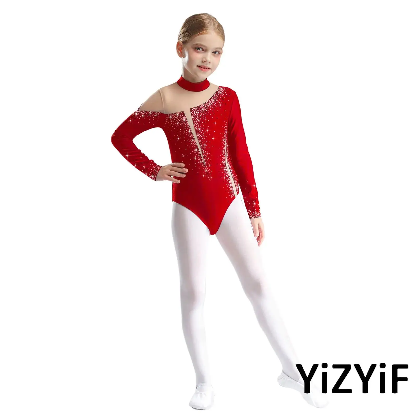 

4Pcs Girls Ballet Latin Gymnastics Dance Outfit Lyrical Ballet Leotard+Shorts+Leggings+Hairband for Stage Ballroom Performance