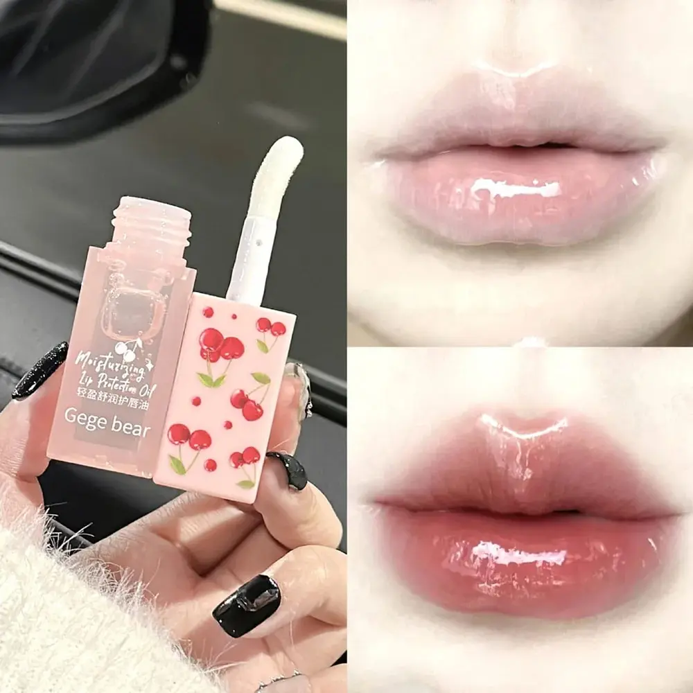 Cherry Hydrating Lip Balm and Lip Oil Set Gege Bear Light Moisturizing Soothing and Tender Lips for Winter Use