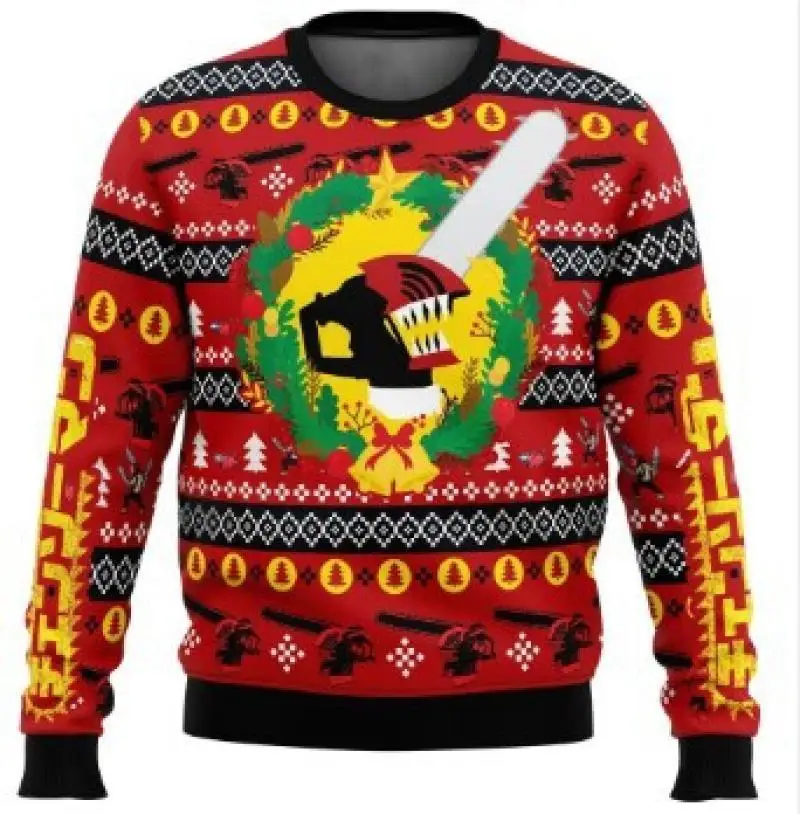 

Christmas Dream Chainsaw Man Ugly Christmas Sweater Gift Santa Claus Pullover Men 3D Sweatshirt Autumn and Winter Casual Sweater