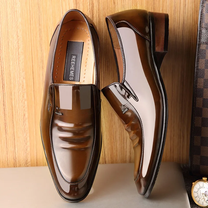 

Cowhide Men's Shoes 2025 Spring and Autumn Business Dress Leather Shoes Men's British Lacquer Oxford Shoes