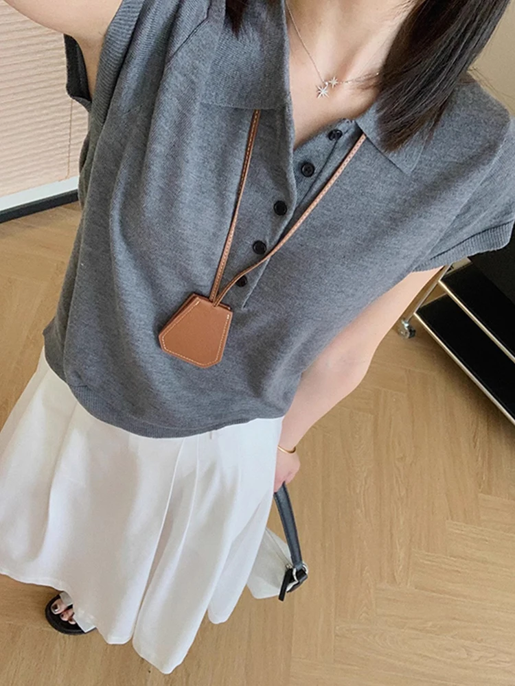 

Свободная трикотажная футболка из ледяного шелка для похудения, удобный топ ort Sve New Faion, дизайн длиной до плеч