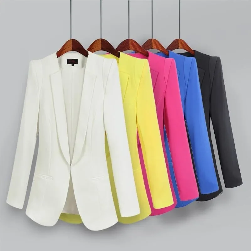 Women Hidden Plus Size Business Suits Breasted Blazers 2023 Spring Autumn New Solid Colors Long Sleeve Blazer Office Work Wear