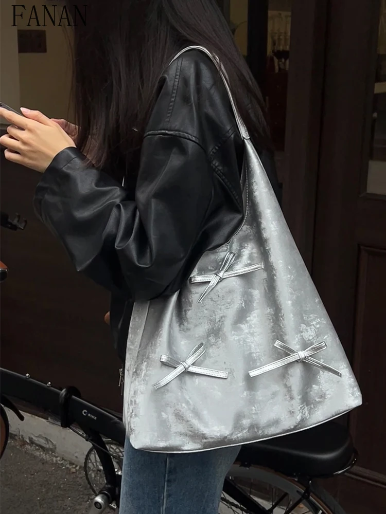 

Original Large Capacity Bow Tote Bag Women's Casual Handbags Spring/Summer Simple Shoulder Bags Female Versatile 2025 New