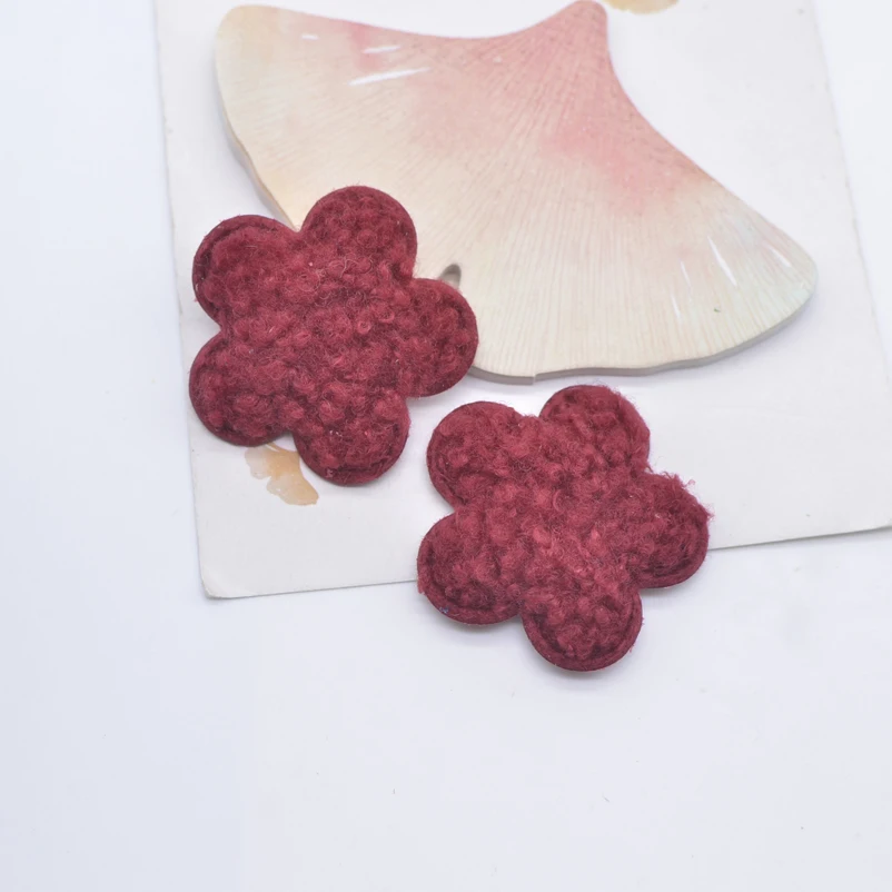 10Pcs 38mm Soft Plush Padded Patches Flower Appliques for DIY Clothes Crafts Hat Bag Gloves Socks Sewing Accessories Patches