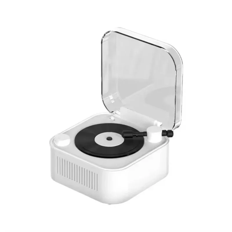 Pemutar Rekaman Mini Retro Vintage 5W Speaker Turntable Nirkabel Dekorasi Rumah Ide Hadiah Fonograf Desain Retro Pesta Luar Ruangan