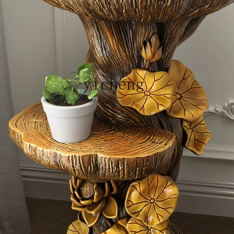 

ZC living room large floor ornament home decoration potted plant storage stump root carving handicraft
